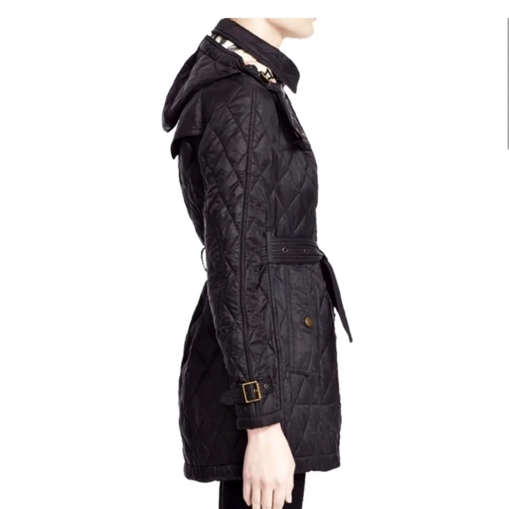 Burberry Black Quilted Belted Trench Jacket - Picture 3 of 8